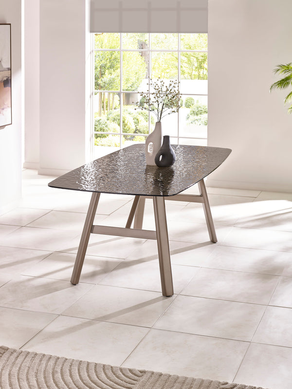Callisto 200cm Rectangular Smoked Bubble Glass Dining Table - Living with Luxury