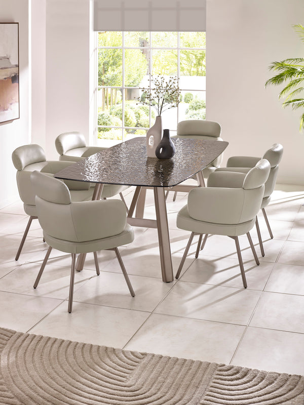 Callisto 200cm Rectangular Smoked Bubble Glass Dining Table - Living with Luxury