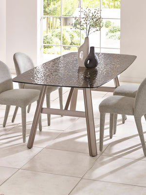 Callisto 200cm Rectangular Smoked Bubble Glass Dining Table - Living with Luxury