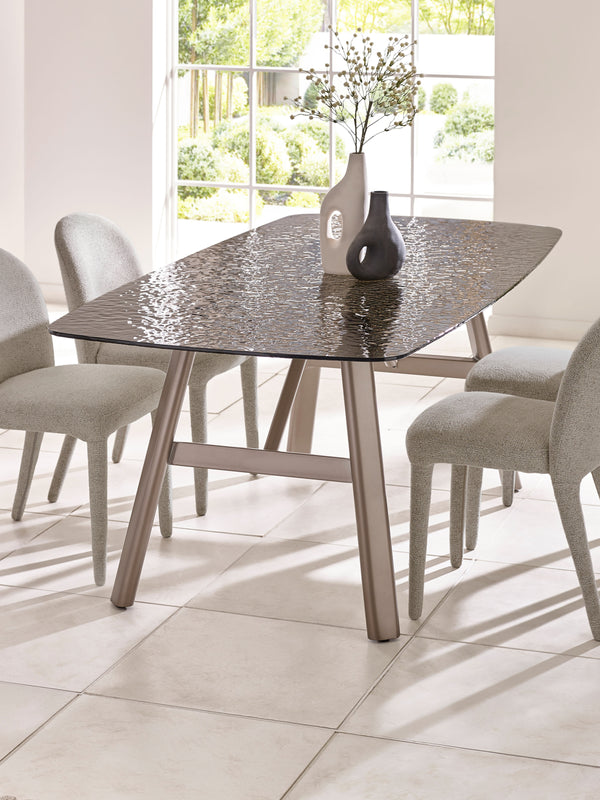 Callisto 200cm Rectangular Smoked Bubble Glass Dining Table - Living with Luxury