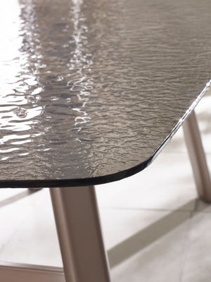 Callisto 200cm Rectangular Smoked Bubble Glass Dining Table - Living with Luxury