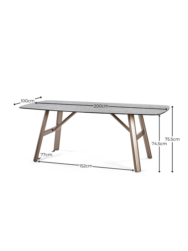 Callisto 200cm Rectangular Smoked Bubble Glass Dining Table - Living with Luxury