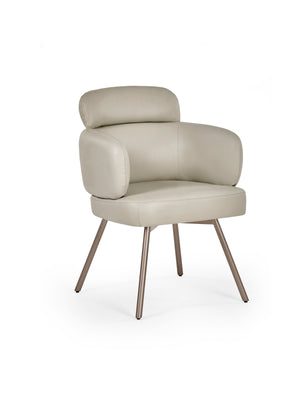 Set of 2 Callisto Beige Faux Leather Swivel Dining Chairs - Living with Luxury