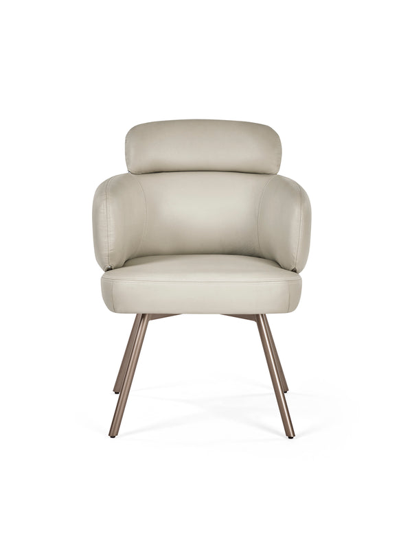 Set of 2 Callisto Beige Faux Leather Swivel Dining Chairs - Living with Luxury