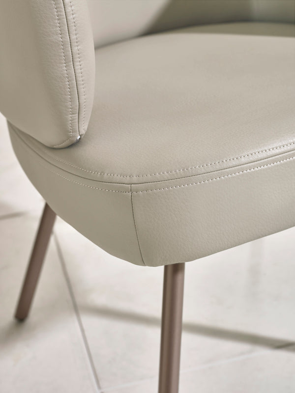 Set of 2 Callisto Beige Faux Leather Swivel Dining Chairs - Living with Luxury