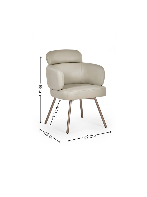 Set of 2 Callisto Beige Faux Leather Swivel Dining Chairs - Living with Luxury