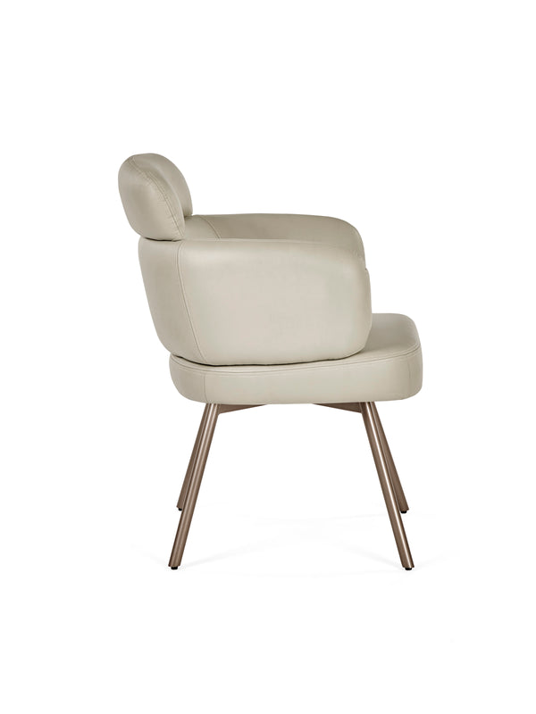 Set of 2 Callisto Beige Faux Leather Swivel Dining Chairs - Living with Luxury