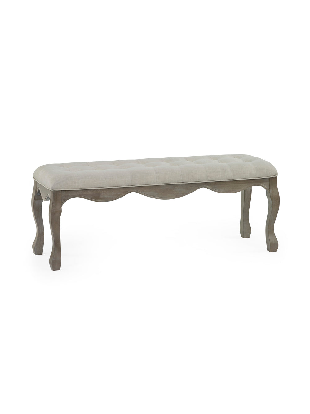 Camille French Style Upholstered Bench - Limed Oak/Oatmeal Linen - Living with Luxury