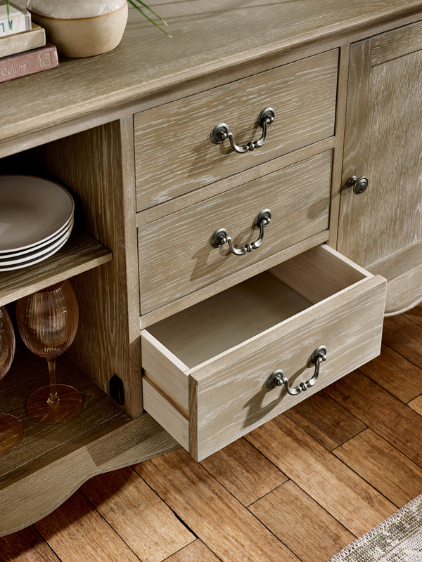 Camille French Style 2 Door 3 Drawer Sideboard - Limed Oak - Living with Luxury