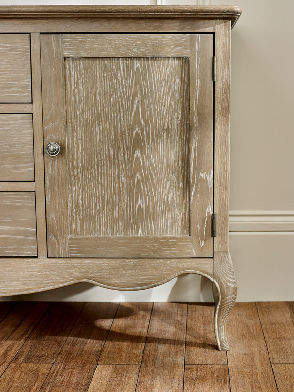 Camille French Style 2 Door 3 Drawer Sideboard - Limed Oak - Living with Luxury