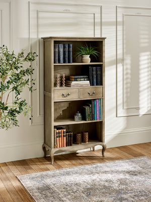 Camille French Style 2 Drawer Bookcase - Limed Oak - Living with Luxury