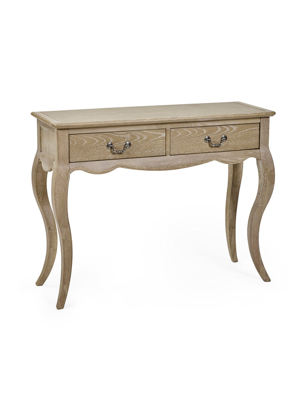 Camille French Style 2 Drawer Console Table - Limed Oak - Living with Luxury