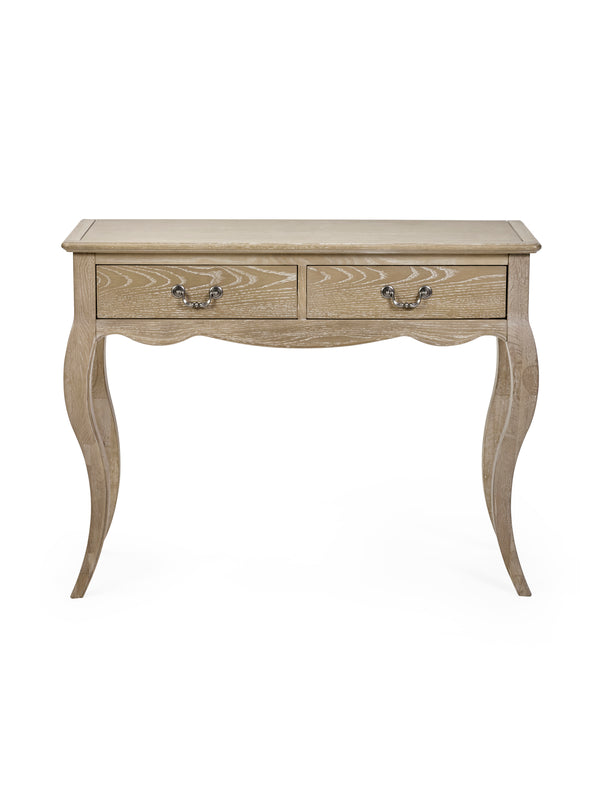 Camille French Style 2 Drawer Console Table - Limed Oak - Living with Luxury