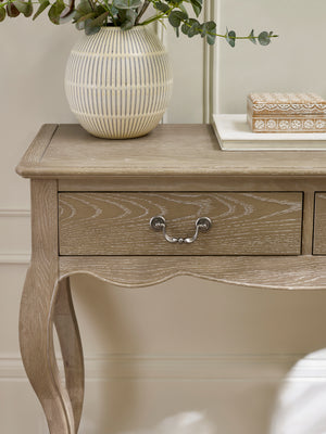 Camille French Style 2 Drawer Console Table - Limed Oak - Living with Luxury