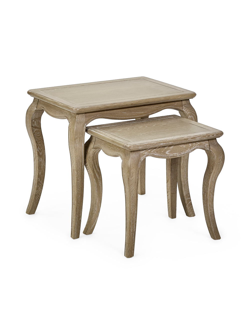 Camille French Style Nest of 2 Tables - Limed Oak - Living with Luxury