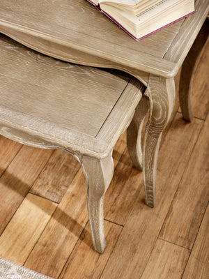 Camille French Style Nest of 2 Tables - Limed Oak - Living with Luxury