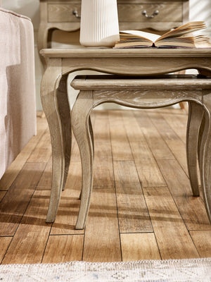 Camille French Style Nest of 2 Tables - Limed Oak - Living with Luxury