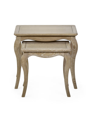 Camille French Style Nest of 2 Tables - Limed Oak - Living with Luxury