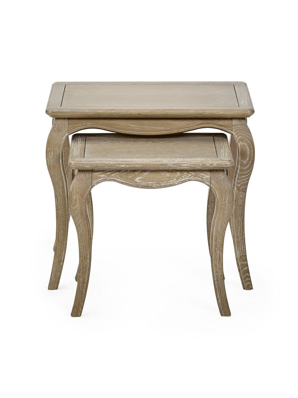 Camille French Style Nest of 2 Tables - Limed Oak - Living with Luxury