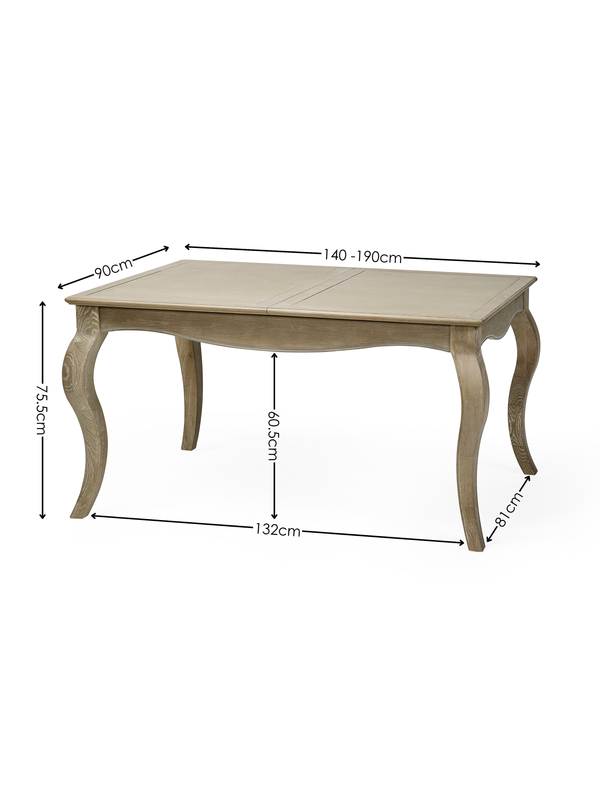 Camille French Style 6 Seater Extending Dining Table - Limed Oak - Living with Luxury