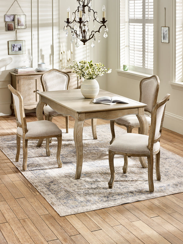 Camille French Style 6 Seater Extending Dining Table - Limed Oak - Living with Luxury
