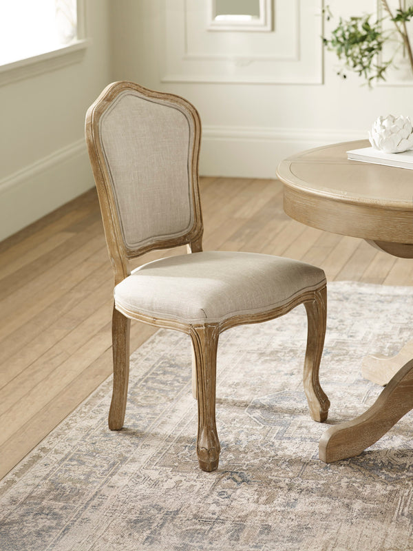 Camille French Style Upholstered Dining Chairs (Set of 2) - Limed Oak/Oatmeal Linen - Living with Luxury
