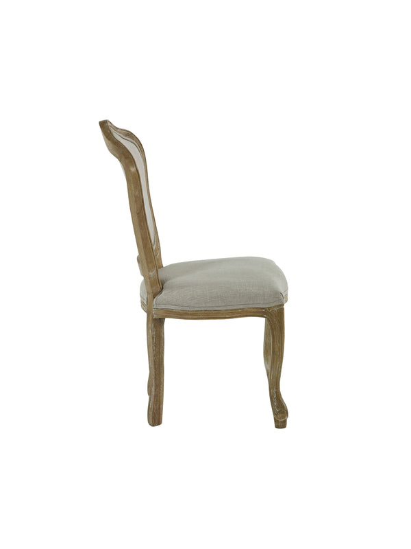 Camille French Style Upholstered Dining Chairs (Set of 2) - Limed Oak/Oatmeal Linen - Living with Luxury