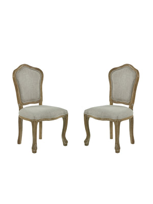 Camille French Style Upholstered Dining Chairs (Set of 2) - Limed Oak/Oatmeal Linen - Living with Luxury