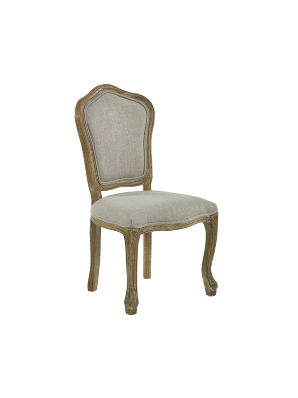 Camille French Style Upholstered Dining Chairs (Set of 2) - Limed Oak/Oatmeal Linen - Living with Luxury