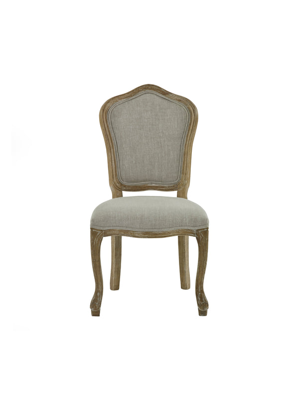 Camille French Style Upholstered Dining Chairs (Set of 2) - Limed Oak/Oatmeal Linen - Living with Luxury