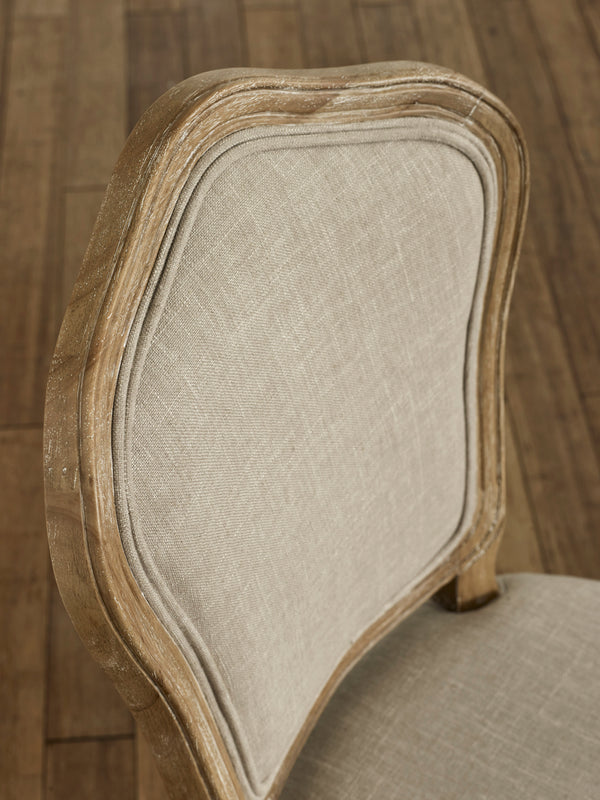Camille French Style Upholstered Dining Chairs (Set of 2) - Limed Oak/Oatmeal Linen - Living with Luxury