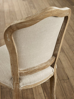 Camille French Style Upholstered Dining Chairs (Set of 2) - Limed Oak/Oatmeal Linen - Living with Luxury
