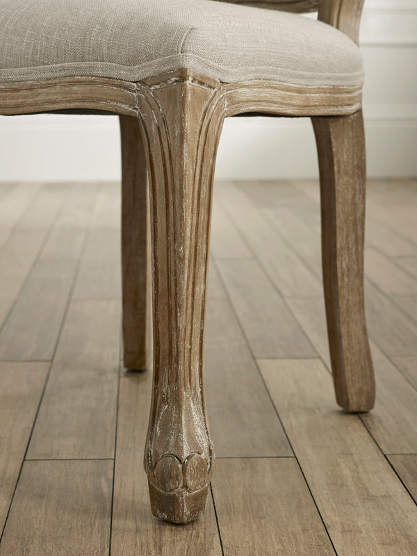 Camille French Style Upholstered Dining Chairs (Set of 2) - Limed Oak/Oatmeal Linen - Living with Luxury