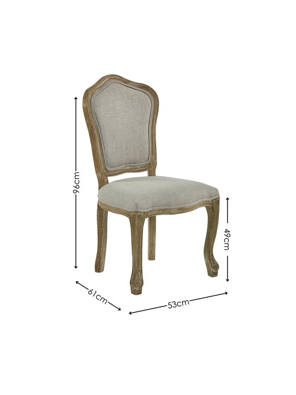 Camille French Style Upholstered Dining Chairs (Set of 2) - Limed Oak/Oatmeal Linen - Living with Luxury