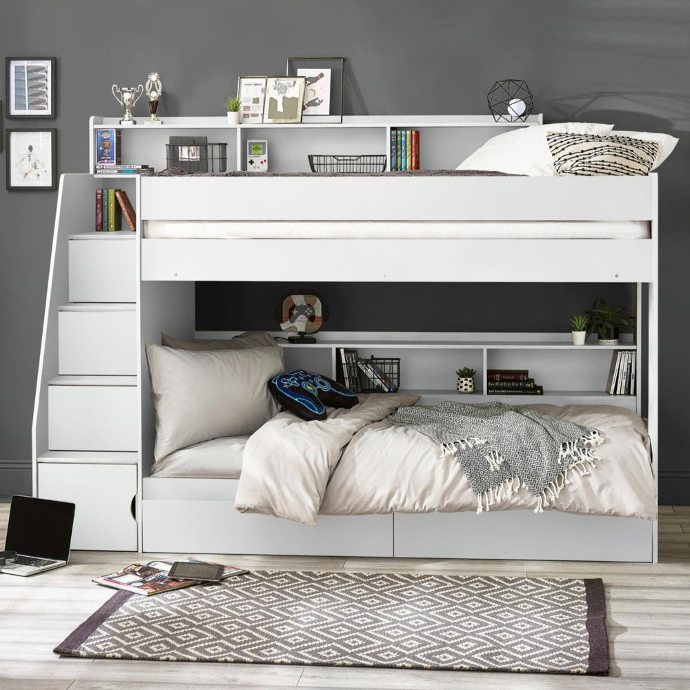 CAMELOT STAIRCASE BUNK ALL WHITE - Living with Luxury