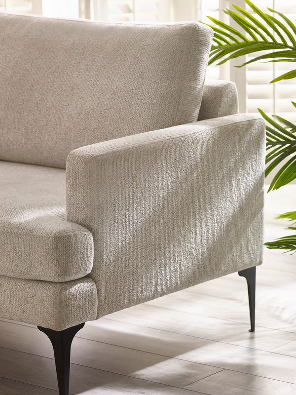 Carrera Oyster Cream Chenille 3 Seater Sofa - Living with Luxury