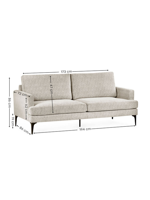 Carrera Oyster Cream Chenille 3 Seater Sofa - Living with Luxury