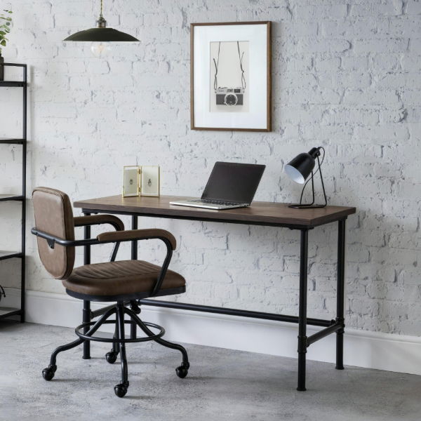 Carnegie Industrial Desk – Mocha Elm - Living with Luxury