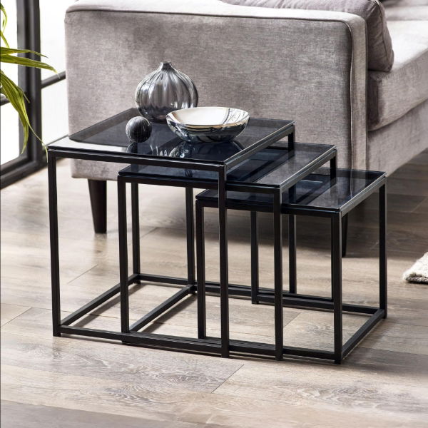 Chicago Smoked Glass Lamp Table – Product Description - Living with Luxury