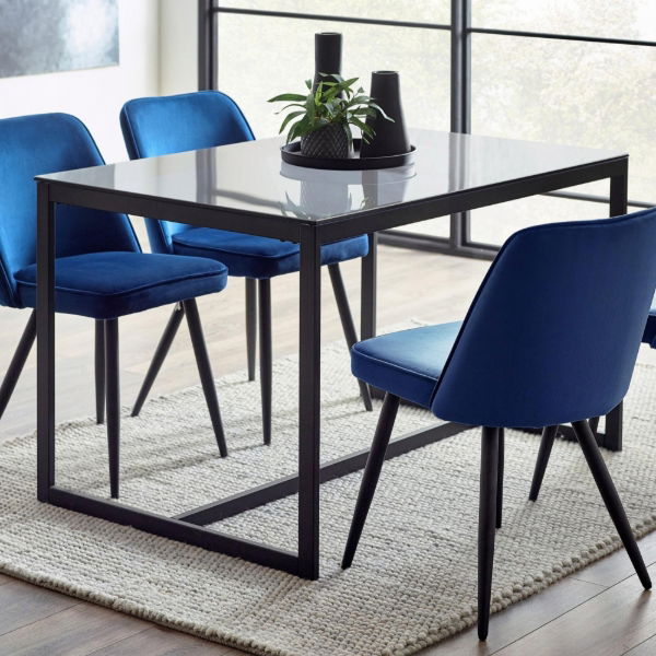 Chicago Smoked Glass Dining Table – Product Description - Living with Luxury