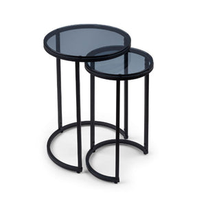 Chicago Round Nesting Side Tables smoked Glass - Living with Luxury