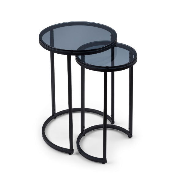 Chicago Round Nesting Side Tables smoked Glass - Living with Luxury