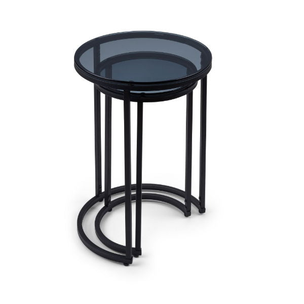 Chicago Round Nesting Side Tables smoked Glass - Living with Luxury
