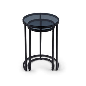 Chicago Round Nesting Side Tables smoked Glass - Living with Luxury