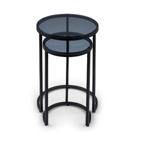 Chicago Round Nesting Side Tables smoked Glass - Living with Luxury