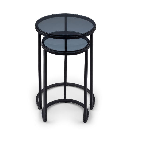 Chicago Round Nesting Side Tables smoked Glass - Living with Luxury