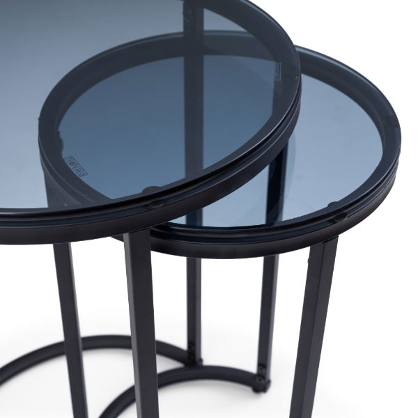 Chicago Round Nesting Side Tables smoked Glass - Living with Luxury