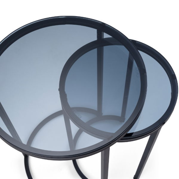 Chicago Round Nesting Side Tables smoked Glass - Living with Luxury