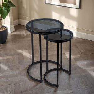Chicago Round Nesting Side Tables smoked Glass - Living with Luxury