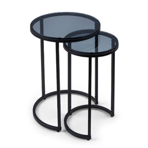 Chicago Round Nesting Side Tables smoked Glass - Living with Luxury